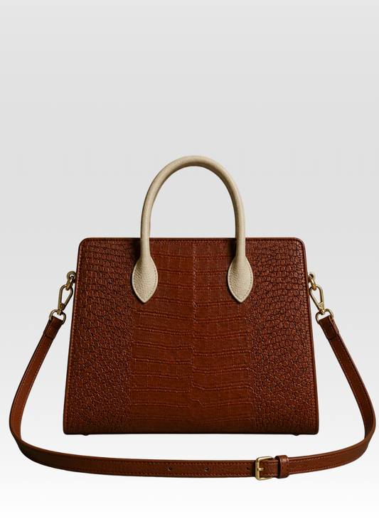 Vanta Croc Tote Saddle Cocoa