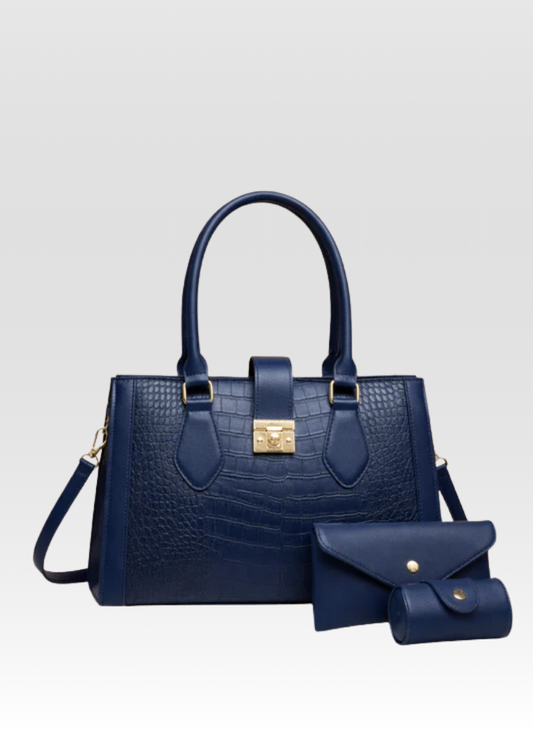 Luxury Croc Embossed Bag in Royal Blue Color