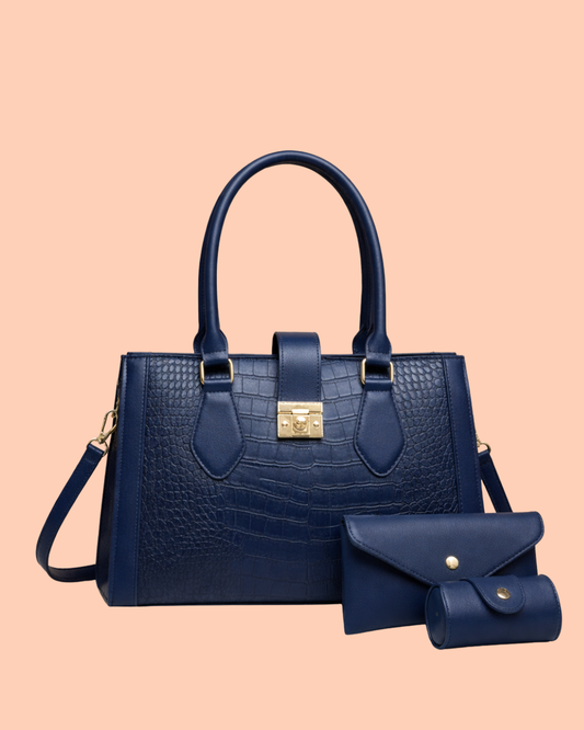 Luxuary Croc Embossed Bag in Royal Blue Color