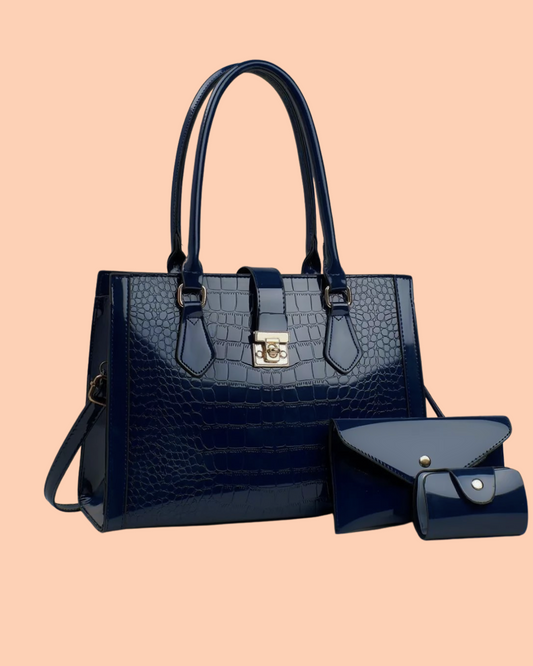 Luxuary Croc Embossed Bag in black Color