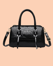 Load image into Gallery viewer, Lavish Croc Embossed Bag in Shine Black Color