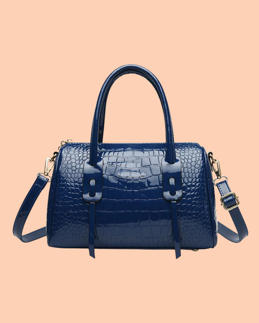 Lavish Croc Embossed Bag in Shine Royal Blue Color