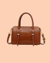 Load image into Gallery viewer, Lavish Croc Embossed Bag in Shine Vintage Mustard color