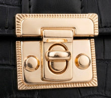 Load image into Gallery viewer, Luxury Croc Embossed Bag in shine Black color
