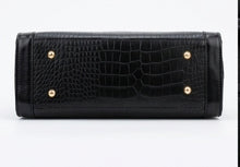 Load image into Gallery viewer, Luxury Croc Embossed Bag in shine Black color