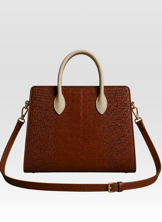 Vanta Croc Tote Saddle Cocoa