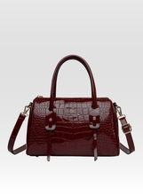 Load image into Gallery viewer, Lavish Croc Embossed Bag in Shine Deep Marron Color
