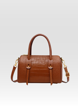 Load image into Gallery viewer, Lavish Croc Embossed Bag in Shine Vintage Mustard color
