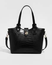 Load image into Gallery viewer, Opulent CROC EMBOSED Tote BAG in Shine Black
