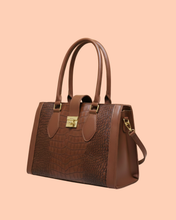 Load image into Gallery viewer, Luxury  Croc Embossed Bag in Rich Cocoa Color
