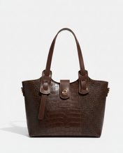 Load image into Gallery viewer, Opulent CROC EMBOSED Tote BAG in Rich Cocoa
