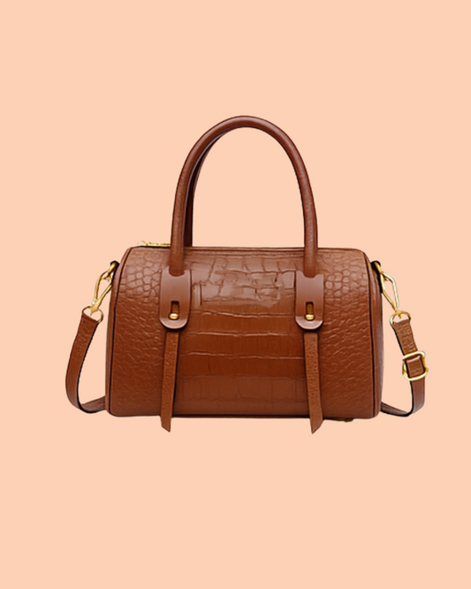 Lavish Croc Embossed Bag in Shine Vintage Mustard color