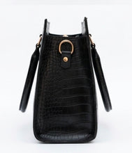 Load image into Gallery viewer, Luxury  Croc Embossed Bag in shine Black  color
